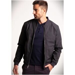 Hyden Yoo Bomber Jacket Mens L Charcoal Classic Full Zip Nylon Lined Minimalist